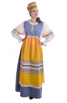Костюм народный с фартуком синий