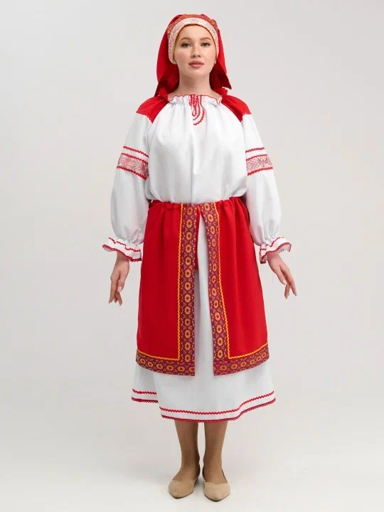 Костюм народный с красной поневой