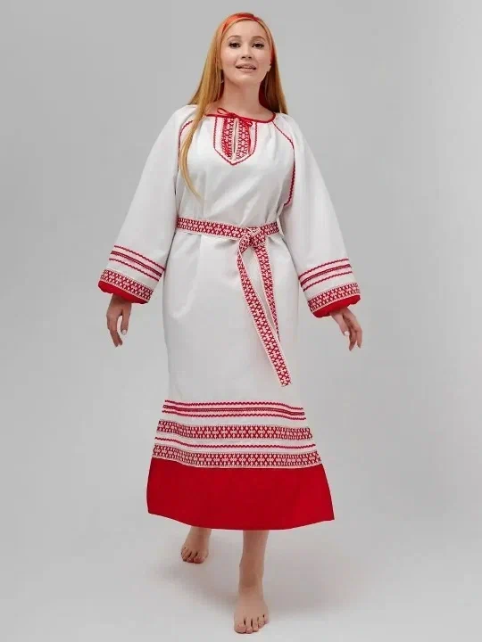 Карнавальная рубаха Покосная женская красная