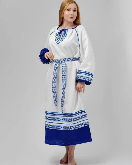 Карнавальная рубаха Покосная женская синяя